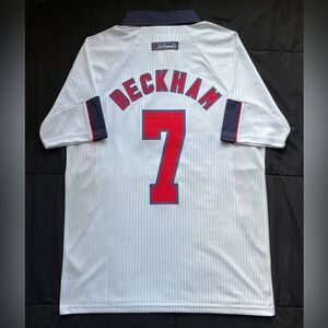 David Beckham #7 England 1998 Home Jersey Retro World Cup S-XL